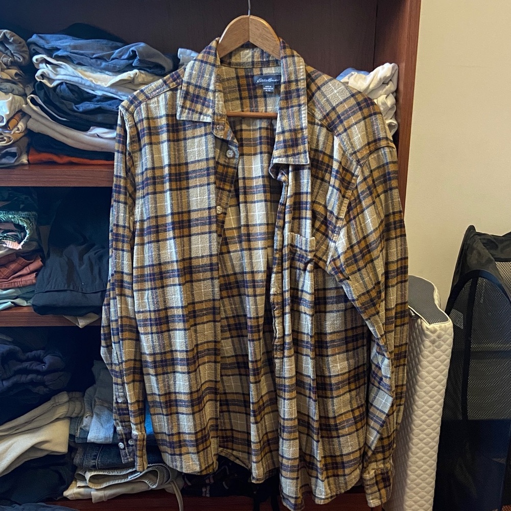 Eddie Bauer Brown and Tan Flannel